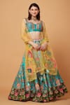 Siddhartha Bansal_Green Blouse Dupion Embroidery Sequins Fleur Carnival Lehenga Set  _at_Aza_Fashions