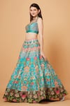 Buy_Siddhartha Bansal_Green Blouse Dupion Embroidery Sequins Fleur Carnival Lehenga Set  