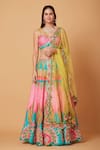 Shop_Siddhartha Bansal_Pink Blouse And Lehenga Dupion Embroidery Sequins Soul Heart Set  _Online_at_Aza_Fashions