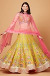 Buy_Siddhartha Bansal_Yellow Blouse And Lehenga Dupion Embroidery Fresh Gardenia Set  _at_Aza_Fashions