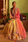 Shop_Siddhartha Bansal_Yellow Blouse And Lehenga Dupion Embroidery Fresh Gardenia Set  _at_Aza_Fashions