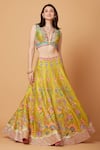 Buy_Siddhartha Bansal_Yellow Blouse And Lehenga Dupion Embroidery Fresh Gardenia Set  _Online_at_Aza_Fashions