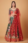 Buy_Siddhartha Bansal_Green Blouse And Lehenga Dupion Embroidery Acanthus Blossom Set  _at_Aza_Fashions