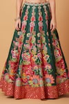 Siddhartha Bansal_Green Blouse And Lehenga Dupion Embroidery Acanthus Blossom Set  _at_Aza_Fashions