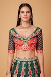 Buy_Siddhartha Bansal_Green Blouse And Lehenga Dupion Embroidery Acanthus Blossom Set  