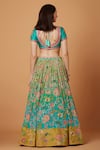 Shop_Siddhartha Bansal_Blue Blouse Dupion Embroidery Sequins Botanic Bloom Lehenga Set  _at_Aza_Fashions