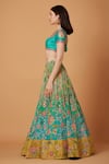 Siddhartha Bansal_Blue Blouse Dupion Embroidery Sequins Botanic Bloom Lehenga Set  _Online_at_Aza_Fashions