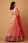 Shop_Siddhartha Bansal_Peach Blouse Dupion Embroidery Pastoral Gardenia Lehenga Set  _at_Aza_Fashions