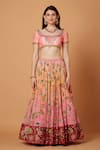 Siddhartha Bansal_Peach Blouse Dupion Embroidery Pastoral Gardenia Lehenga Set  _Online_at_Aza_Fashions