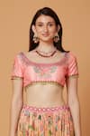 Buy_Siddhartha Bansal_Peach Blouse Dupion Embroidery Pastoral Gardenia Lehenga Set  _Online_at_Aza_Fashions