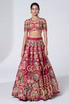 Shop_Siddhartha Bansal_Maroon Blouse And Lehenga Dupion Embroidery Rafflesia Gardenia Set  _Online_at_Aza_Fashions