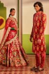 Buy_Siddhartha Bansal_Maroon Blouse And Lehenga Dupion Embroidery Rafflesia Gardenia Set  