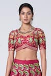 Shop_Siddhartha Bansal_Maroon Blouse And Lehenga Dupion Embroidery Rafflesia Gardenia Set  _at_Aza_Fashions