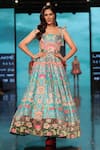 Buy_Siddhartha Bansal_Blue Dupion Embroidery Sequins Square Hawaiian Wildfloral Corset Gown  _at_Aza_Fashions