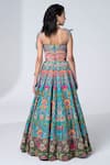 Siddhartha Bansal_Blue Dupion Embroidery Sequins Square Hawaiian Wildfloral Corset Gown  _Online_at_Aza_Fashions