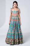 Shop_Siddhartha Bansal_Blue Dupion Embroidery Sequins Square Hawaiian Wildfloral Corset Gown  _Online_at_Aza_Fashions