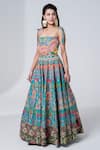 Buy_Siddhartha Bansal_Blue Dupion Embroidery Sequins Square Hawaiian Wildfloral Corset Gown  