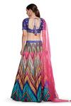 Shop_Siddhartha Bansal_Multi Color Lehenga Dupion Embroidered V Neck Chevron Set  _at_Aza_Fashions