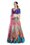 Shop_Siddhartha Bansal_Multi Color Lehenga Dupion Embroidered V Neck Chevron Set  _Online_at_Aza_Fashions