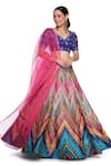 Siddhartha Bansal_Multi Color Lehenga Dupion Embroidered V Neck Chevron Set  _at_Aza_Fashions