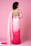 Siddhartha Bansal_Pink Saree Satin Embroidered Sequin V Mastani Ombre With Blouse  _Online_at_Aza_Fashions