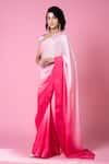 Shop_Siddhartha Bansal_Pink Saree Satin Embroidered Sequin V Mastani Ombre With Blouse  _Online_at_Aza_Fashions