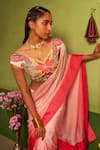 Shop_Siddhartha Bansal_Pink Saree Satin Embroidered Sequin V Mastani Ombre With Blouse  _at_Aza_Fashions