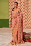 Buy_Siddhartha Bansal_Pink Pure Crepe Embroidered Sequin Printed Hand Saree With Blouse _at_Aza_Fashions