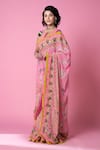 Shop_Siddhartha Bansal_Pink Pure Crepe Embroidered Sequin Printed Hand Saree With Blouse _Online_at_Aza_Fashions