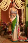 Buy_Siddhartha Bansal_Ivory Saree Pure Crepe Embroidered Crystal Paisley With Blouse _at_Aza_Fashions