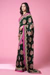 Buy_Siddhartha Bansal_Green Saree Pure Crepe Embroidered Sequin Paisley Hand With Blouse _Online_at_Aza_Fashions