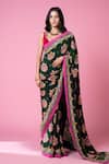 Shop_Siddhartha Bansal_Green Saree Pure Crepe Embroidered Sequin Paisley Hand With Blouse _Online_at_Aza_Fashions