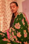 Siddhartha Bansal_Green Saree Pure Crepe Embroidered Sequin Paisley Hand With Blouse _at_Aza_Fashions