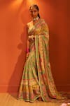 Buy_Siddhartha Bansal_Green Saree Pure Crepe Embroidered Sequin Motif With Blouse  _at_Aza_Fashions