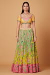 Siddhartha Bansal_Green Blouse Dupion Embroidery Sequins Vintage Floral Lehenga Set _Online_at_Aza_Fashions