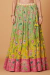 Shop_Siddhartha Bansal_Green Blouse Dupion Embroidery Sequins Vintage Floral Lehenga Set _Online_at_Aza_Fashions