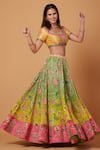 Siddhartha Bansal_Green Blouse Dupion Embroidery Sequins Vintage Floral Lehenga Set _at_Aza_Fashions
