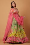 Buy_Siddhartha Bansal_Green Blouse Dupion Embroidery Sequins Vintage Floral Lehenga Set 