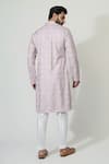 Shop_Chatenya Mittal_Purple Silk Blend Embroidery Thread Paisley Kurta Set_at_Aza_Fashions