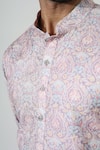 Chatenya Mittal_Purple Silk Blend Embroidery Thread Paisley Kurta Set_at_Aza_Fashions