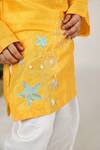 LA Dee DA_Yellow Silk Sequins, Gota Patti Starry Night Embroidered Kurta Set _Online_at_Aza_Fashions