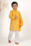 Buy_LA Dee DA_Yellow Silk Sequins, Gota Patti Starry Night Embroidered Kurta Set _at_Aza_Fashions