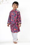 Buy_LA Dee DA_Purple Muslin, Cotton Embroidery, Zari Floral Pomegranate Print Kurta Set _at_Aza_Fashions