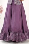 LA Dee DA_Purple Silk, Organza, Cotton Cut Work, Pearls, Floral Jacket Top And Lehenga Set _Online_at_Aza_Fashions