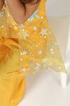 LA Dee DA_Yellow Silk, Organza, Cotton Sequins, Starry Night Draped Top And Palazzo Set _Online_at_Aza_Fashions