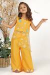 Buy_LA Dee DA_Yellow Silk, Organza, Cotton Sequins, Starry Night Draped Top And Palazzo Set _at_Aza_Fashions