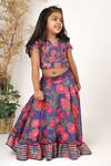 Buy_LA Dee DA_Purple Silk, Cotton Embroidery, Sequins Floral Print Lehenga And Top Set _at_Aza_Fashions