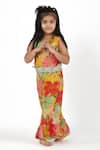 Buy_LA Dee DA_Multi Color Silk, Organza, Cotton Zari, Pearls, Floral Print Tiered Jumpsuit _at_Aza_Fashions