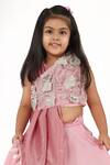 Shop_LA Dee DA_Pink Silk, Organza, Cotton Pearls, Applique, Zari Top And Flared Lehenga Set _at_Aza_Fashions