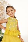 Buy_LA Dee DA_Yellow Silk, Organza, Cotton Zari, Beads Embroidered Peplum Top And Lehenga Set _at_Aza_Fashions